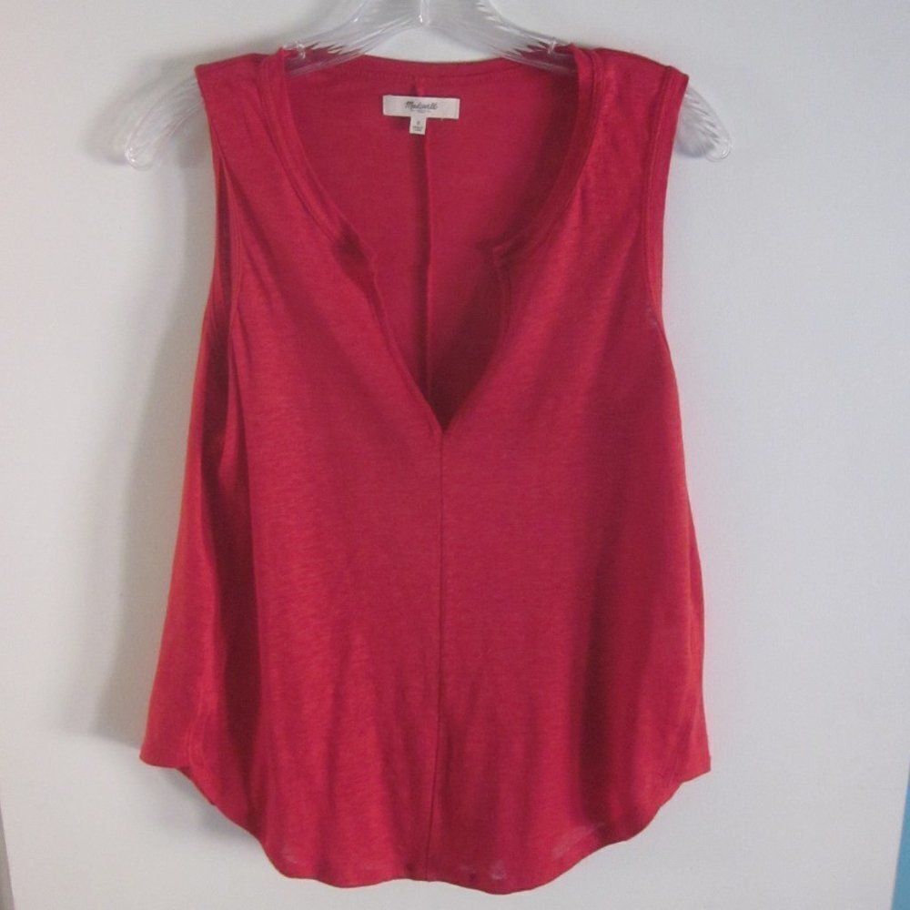 Madewell Womens Size S Coral Red 100% Linen Summer Tank Top 36" Bust - Picture 4 of 11